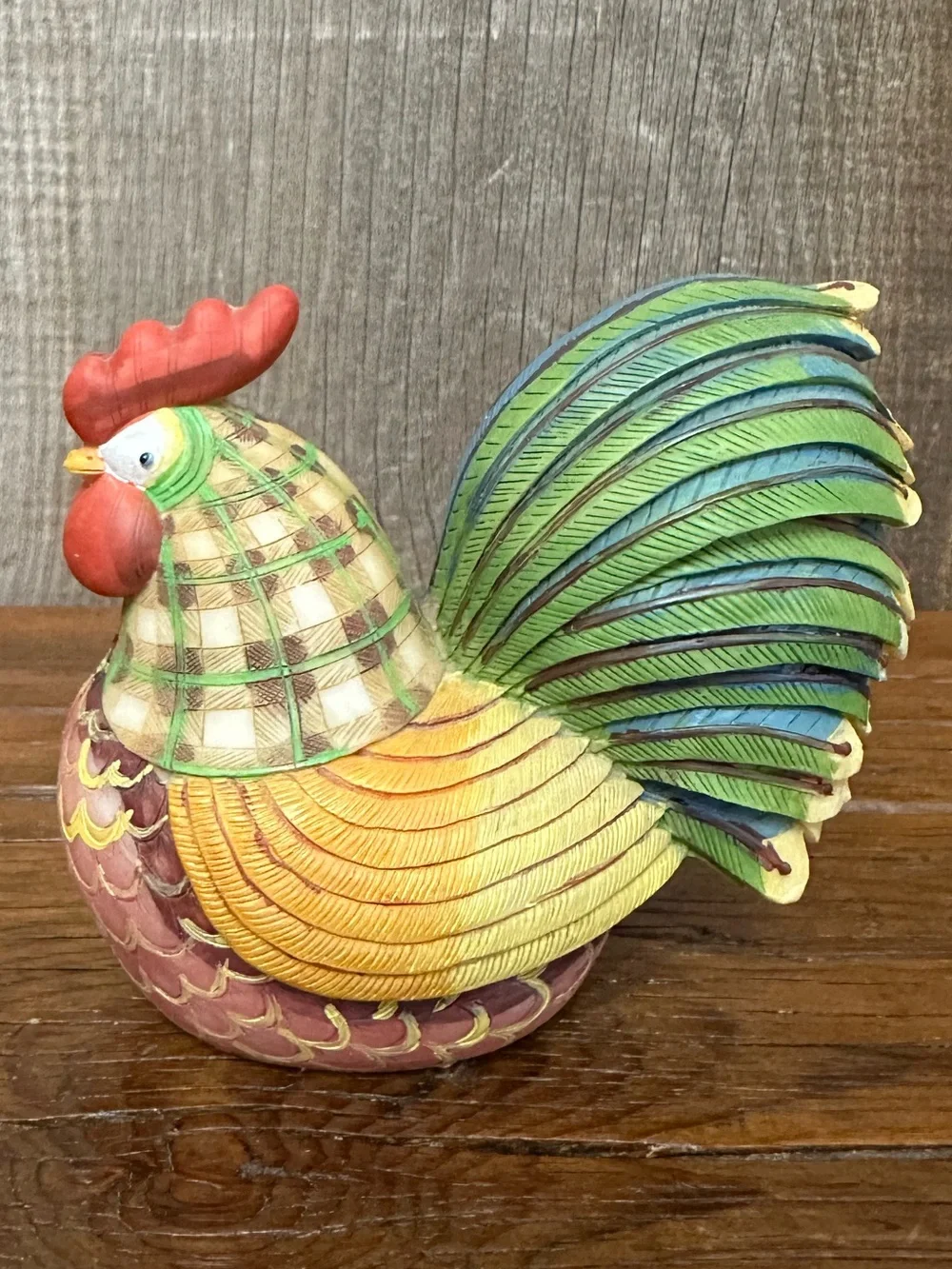 Rooster Folk Art Figurine in Hard Plastic Polyresin